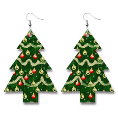 Green Christmas Tree Drop Earrings