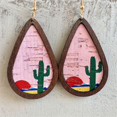 Pink Polystyrene & Wood 18K Gold-Plated Cactus Drop Earrings