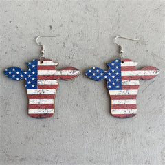 Red & Blue Stars & Stripes Cow Drop Earrings