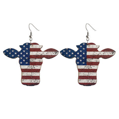 Red & Blue Stars & Stripes Cow Drop Earrings