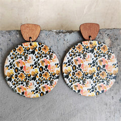 Yellow Wood & Silver-Plated Floral Round Drop Earrings