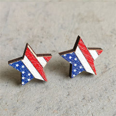 Red & White American Flag Star Stud Earrings