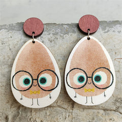 Brown Wood & Silver-Plated Potato Drop Earrings