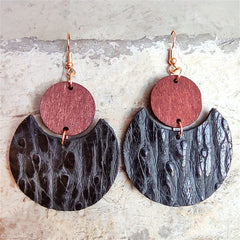 Black & Brown Embossed Round Drop Earrings