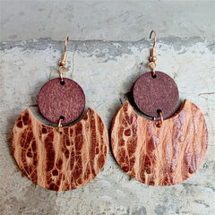 Brown Wood & 18K Gold-Plated Round Drop Earrings