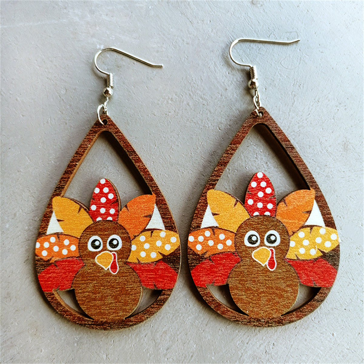 Brown & Red Turkey Open Teardrop Earrings