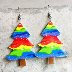 Red & Blue Christmas Tree Drop Earrings