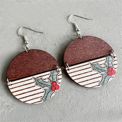 Red & Silver-Plated Cherry Patchwork Drop Earrings