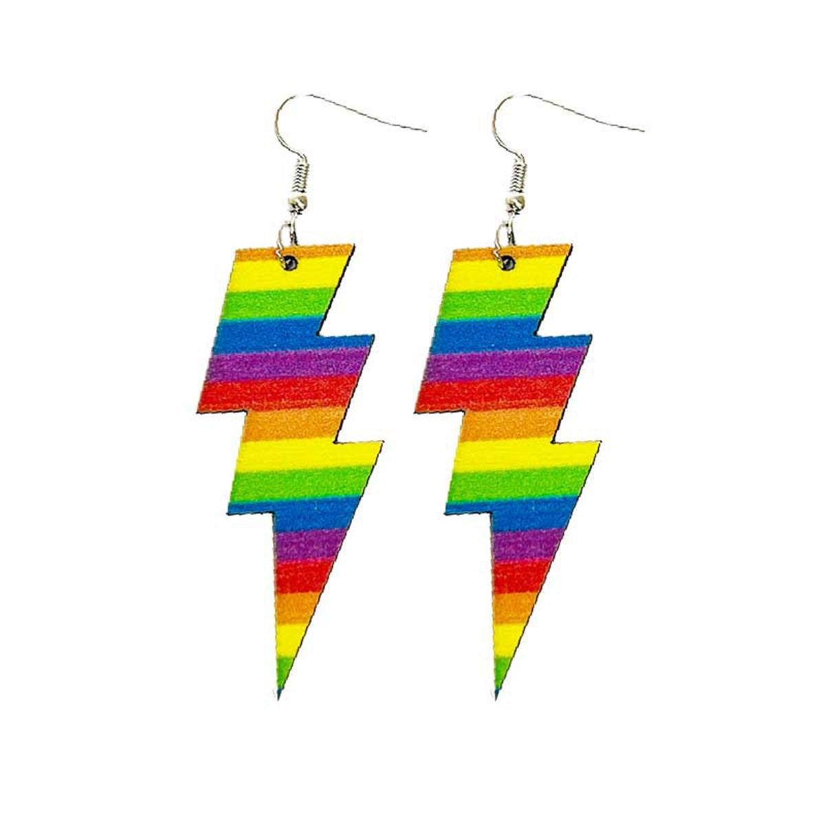 Multicolor Stripe & Silver-Plated Lightning Drop Earrings