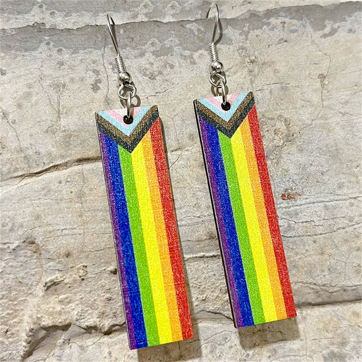 Red & Purple Rainbow Bar Drop Earrings