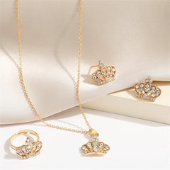 Cubic Zirconia & 18K Gold-Plated Crown Jewelry Set