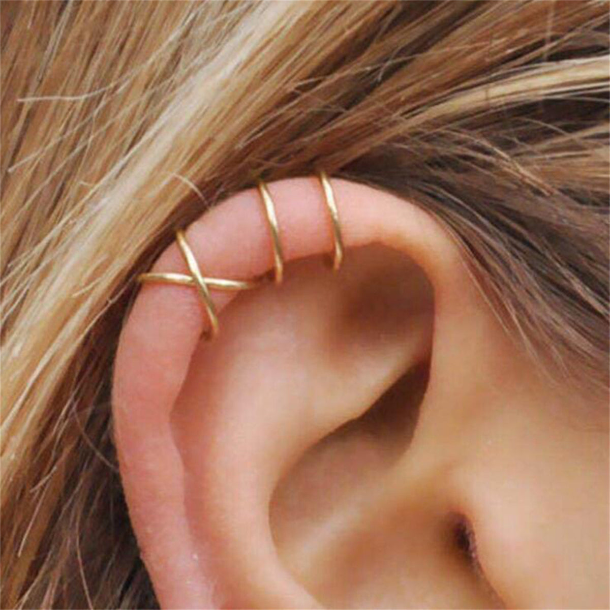 18K Gold-Plated Star Leaf Ear Cuff Set