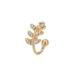 Cubic Zirconia & 18K Gold-Plated Leaves Ear Cuff