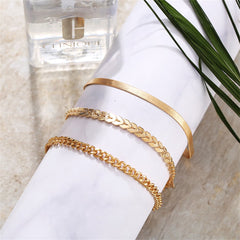 Stunning 18K gold-plated chain trio anklet, showcasing a layered design for a chic and stylish look.