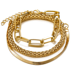 18K Gold-Plated Snake Chain Bracelet Set