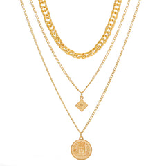 18K Gold-Plated Coin Pendant Necklace Set