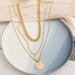 18K Gold-Plated Coin Pendant Necklace Set