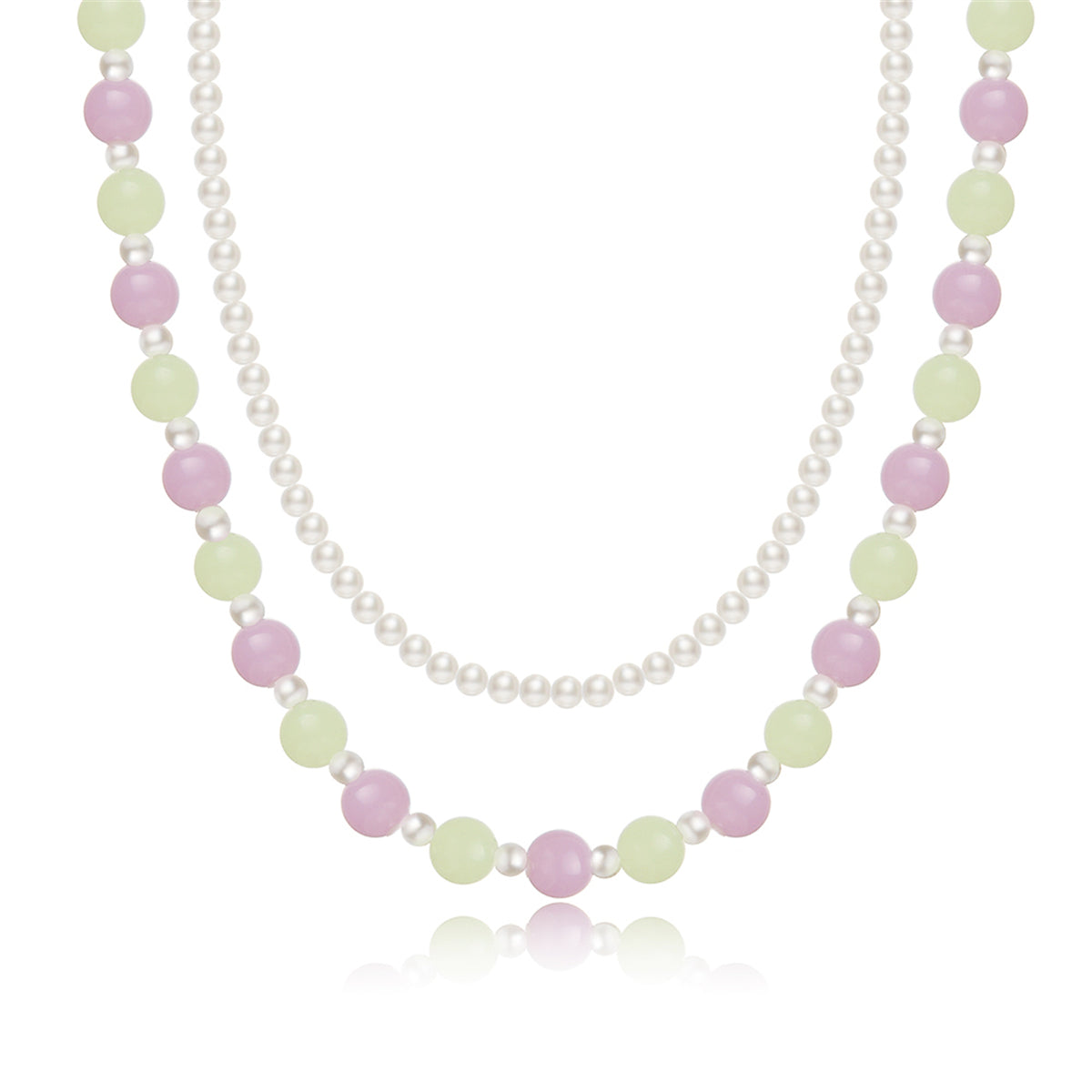 Pearl & Purple Quartz Silver-Plated Layered Necklace