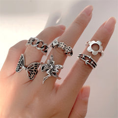 Silver-Plated Butterfly & Fairy Ring Set