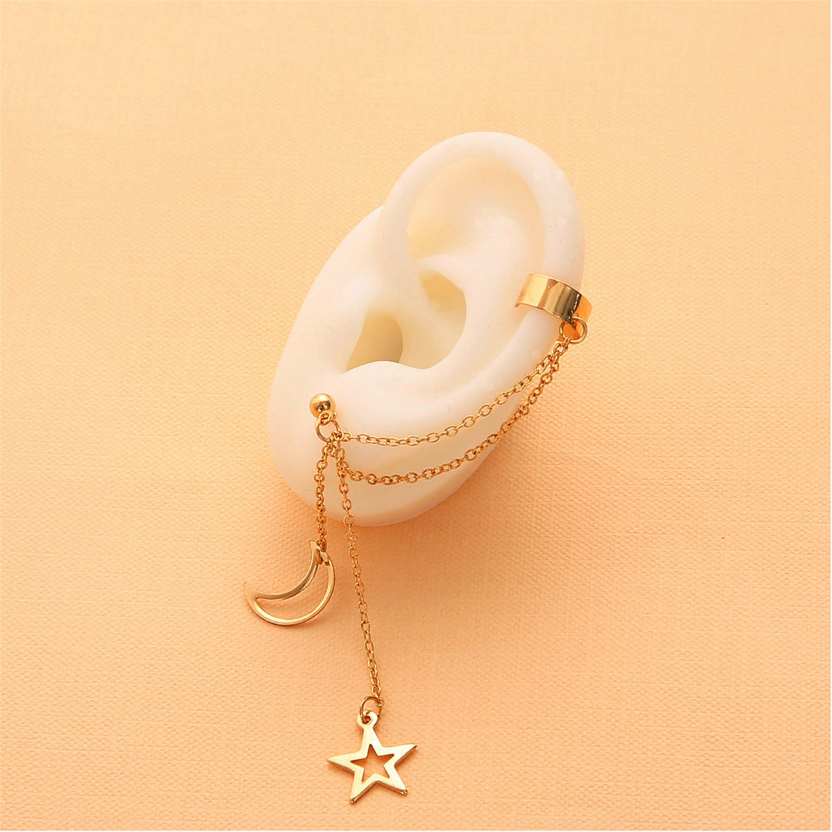 18K Gold-Plated Celestial Ear Cuff Drop Earrings