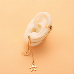 18K Gold-Plated Celestial Ear Cuff Drop Earrings