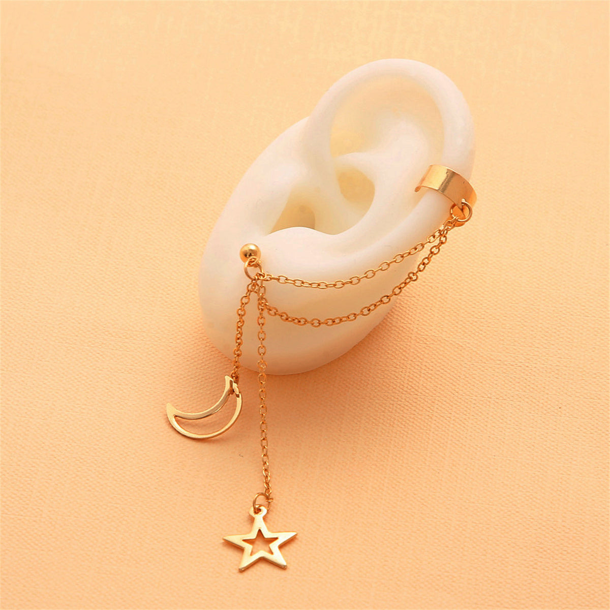 18K Gold-Plated Celestial Ear Cuff Drop Earrings