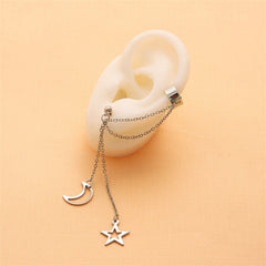 Silver-Plated Ear Cuff & Celestial Drop Earring