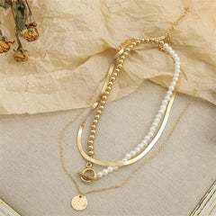 Pearl & 18K Gold-Plated Snake Chain Toggle Necklace Set