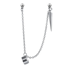 Silver-Plated Awl Dangle Earring & Ear Cuff Set