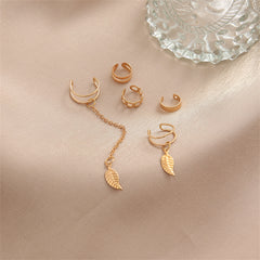 18K Gold-Plated Leaves Ear Cuff Set