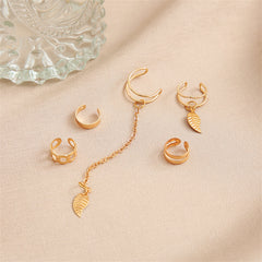 18K Gold-Plated Leaves Ear Cuff Set