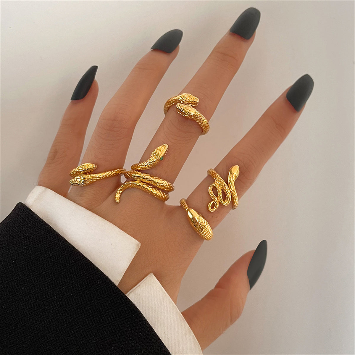 18K Gold-Plated Snake Ring Set