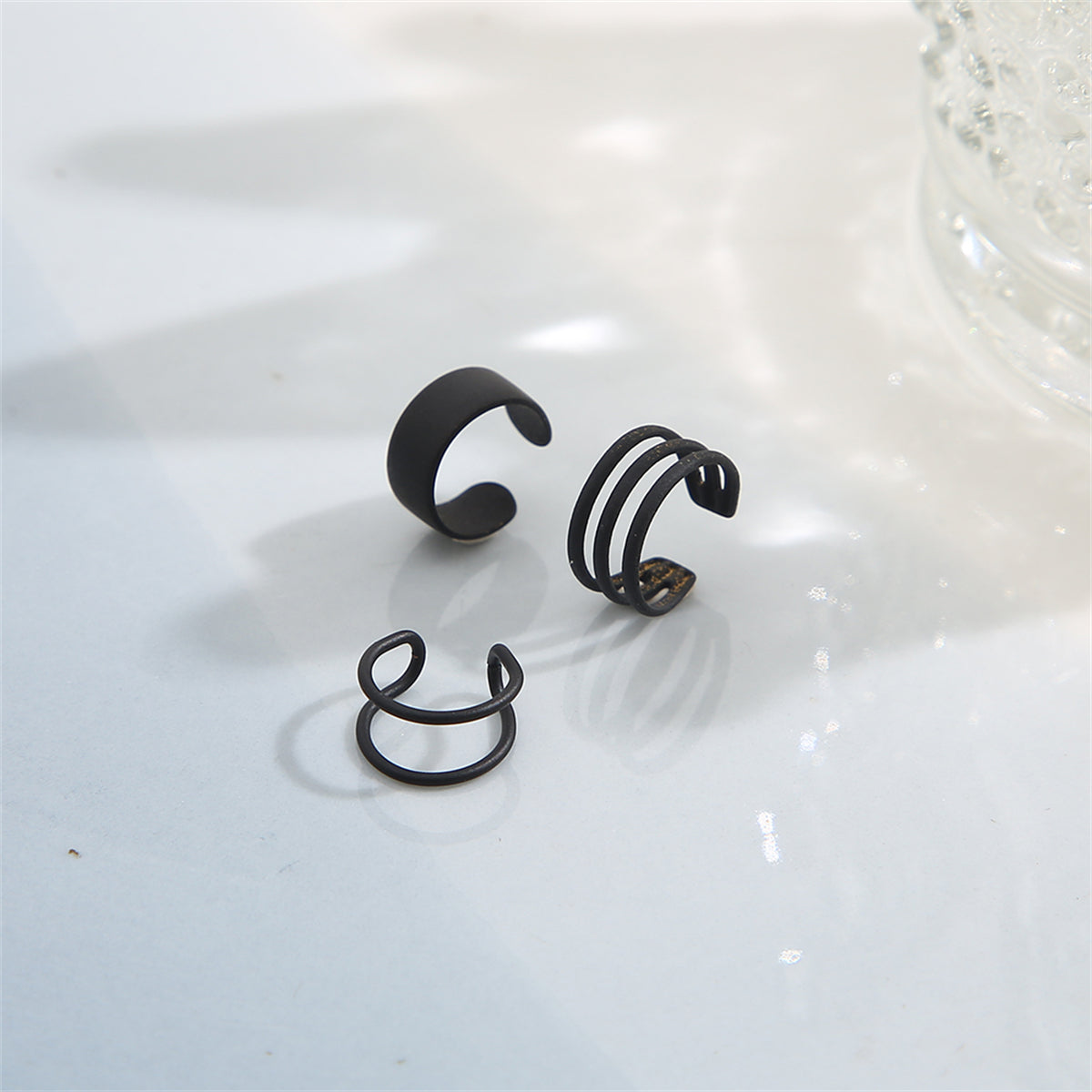 Black Layered Ear Cuff Set