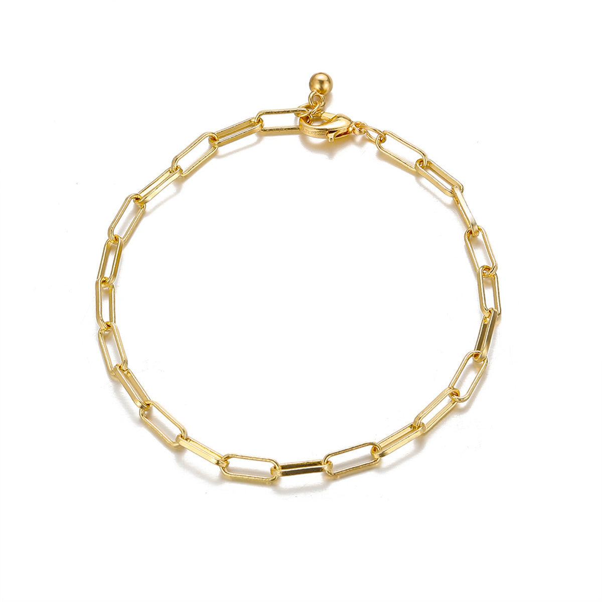 Chic 18K gold-plated cable chain bracelet with a distinctive single link, adding sophistication to your accessory collection.