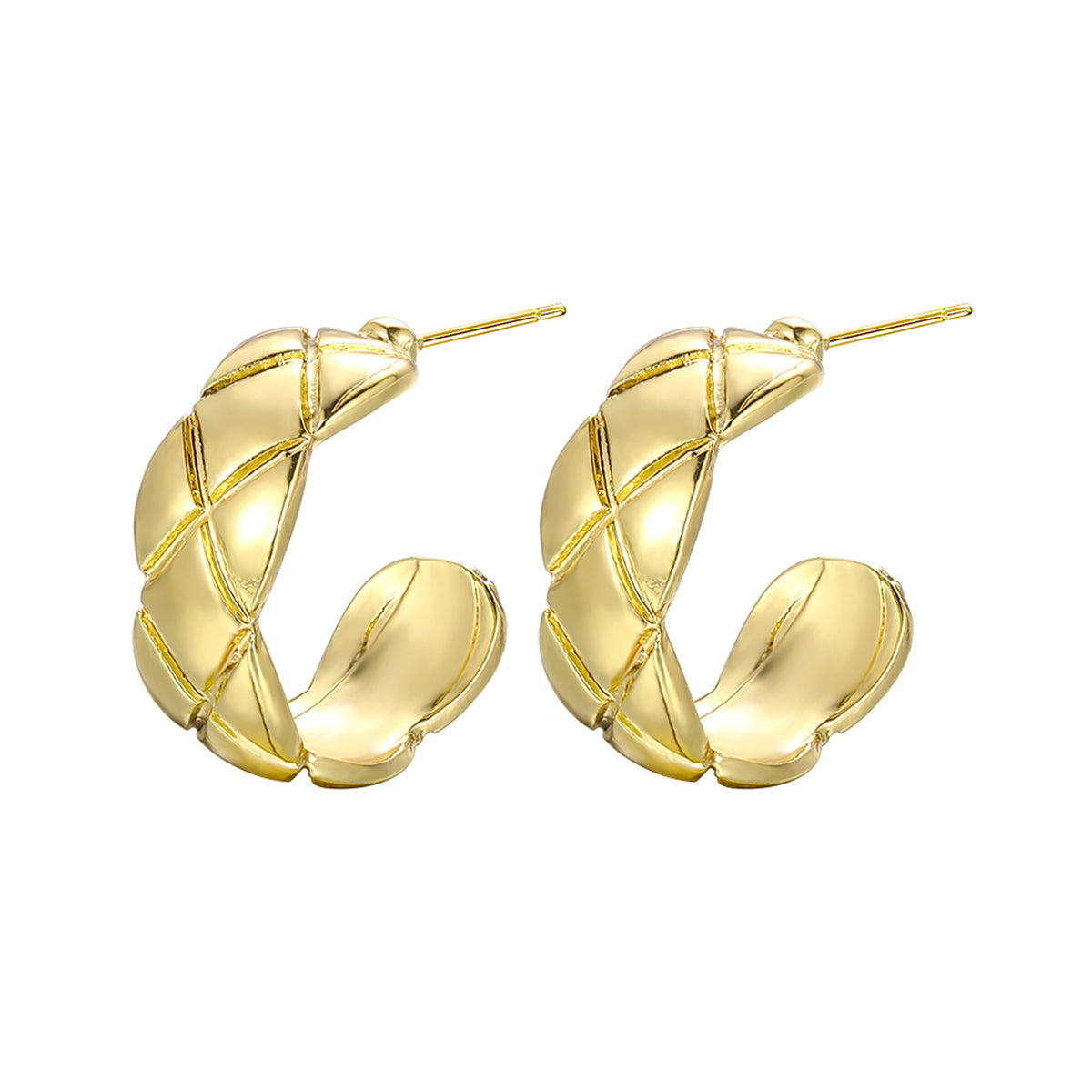 Elegant 18K gold-plated cut hoop earrings, perfect for adding a touch of luxury to any outfit.