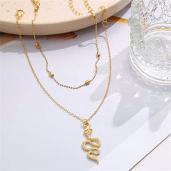 18K Gold-Plated Station Anklet & Snake Charm Anklet