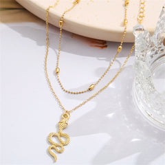 18K Gold-Plated Station Anklet & Snake Charm Anklet