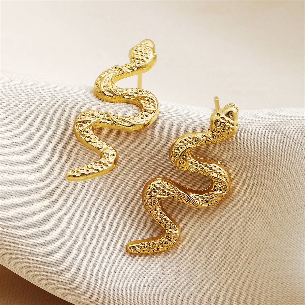 18K Gold-Plated Snake Stud Earrings