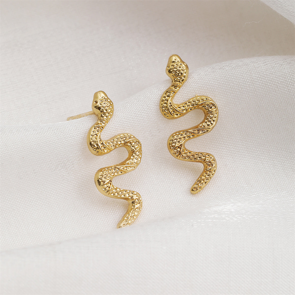 18K Gold-Plated Snake Stud Earrings