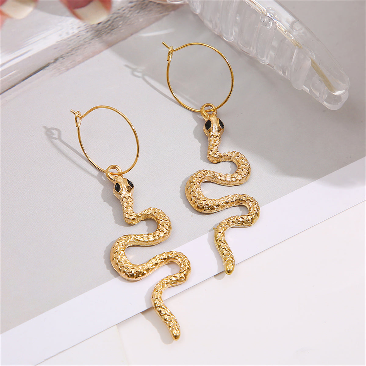 18K Gold-Plated Snake Drop Earrings