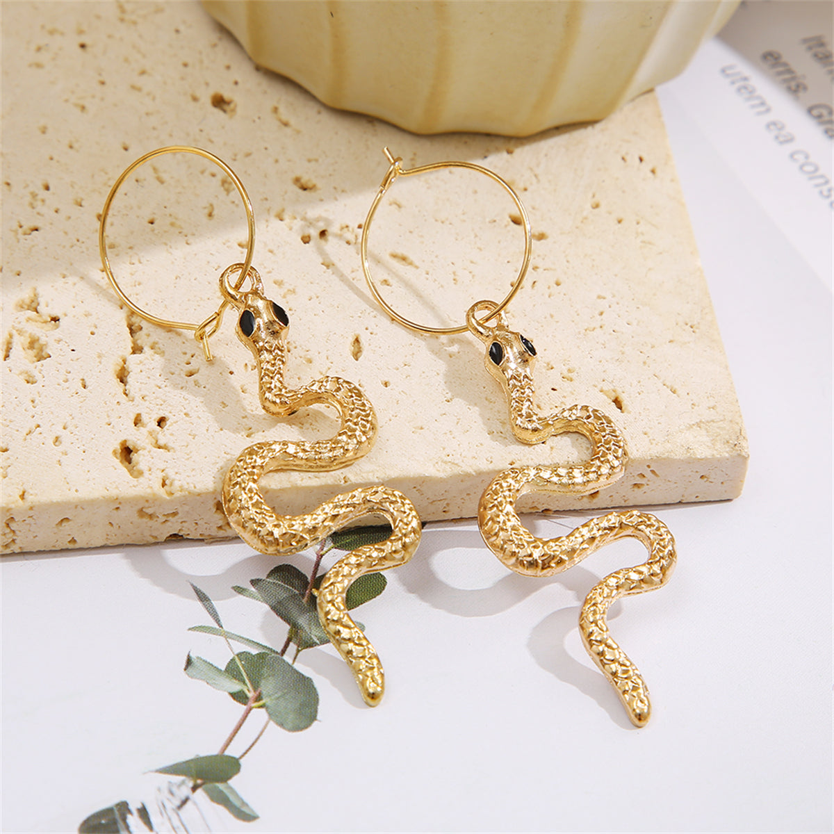 18K Gold-Plated Snake Drop Earrings