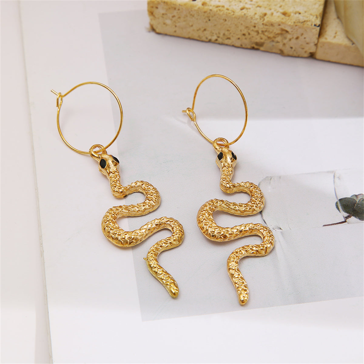 18K Gold-Plated Snake Drop Earrings