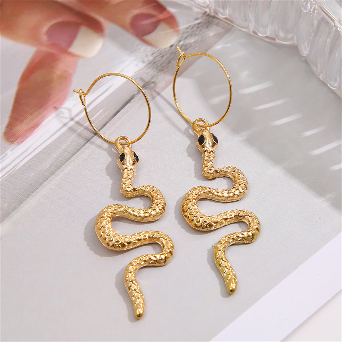 18K Gold-Plated Snake Drop Earrings