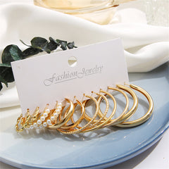 Pearl & 18K Gold-Plated Twisted Hoop Earrings Set