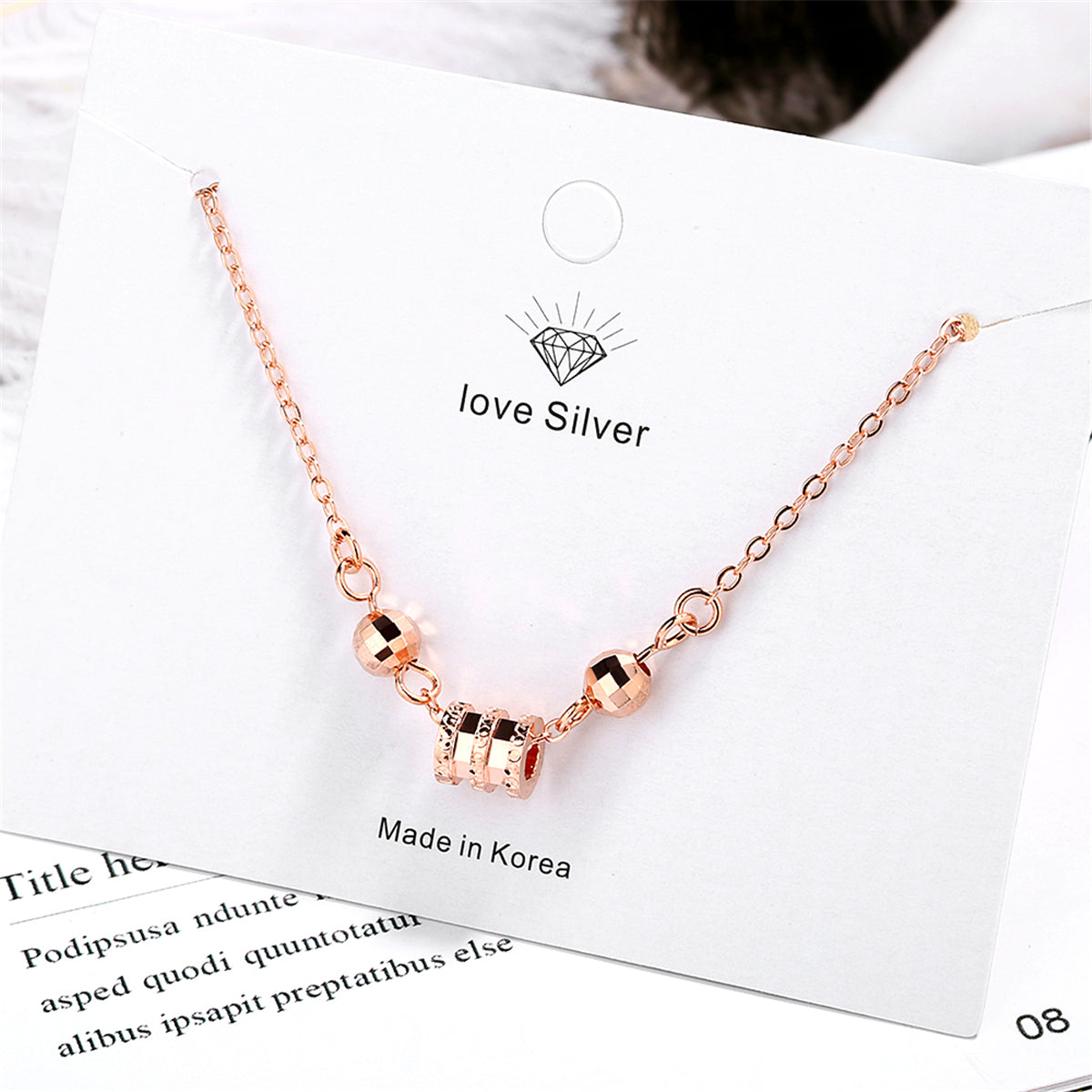 Cubic Zirconia & 18K Rose Gold-Plated Cylinder Charm Bracelet