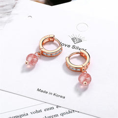 Cubic Zirconia & Pink Crystal Huggie Drop Earrings