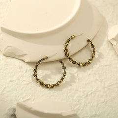 18K Gold-Plated Abstract Textured Open Hoop Earrings