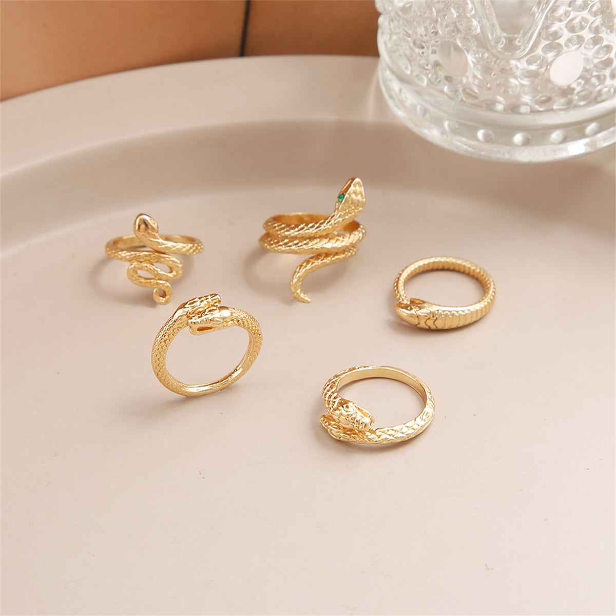 18K Gold-Plated Snake Ring Set