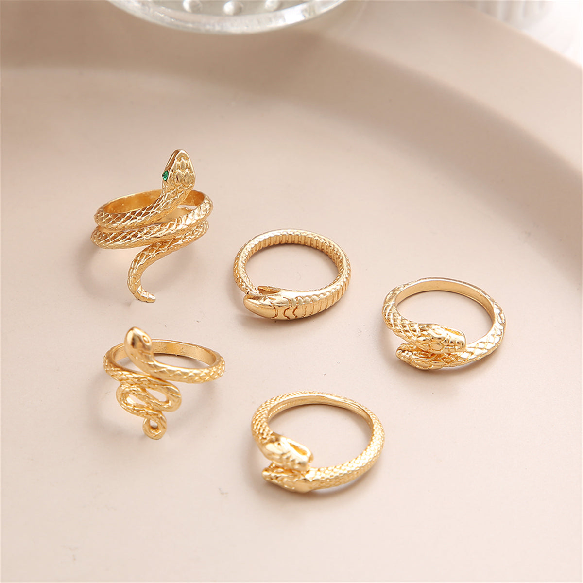 18K Gold-Plated Snake Ring Set