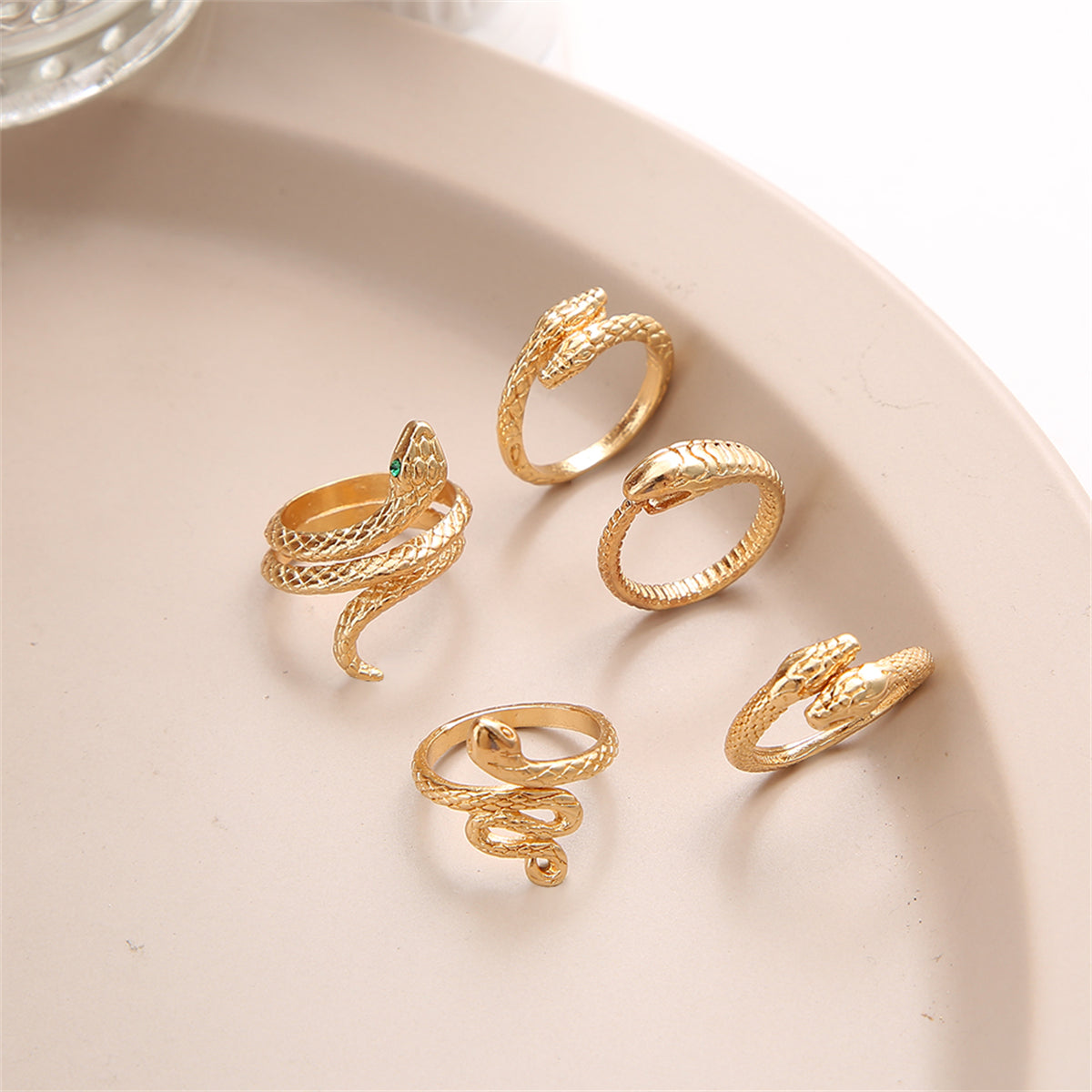 18K Gold-Plated Snake Ring Set